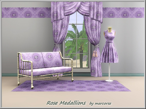 Sims 3 — Rose Medallion_marcorse by marcorse — Fabric pattern: rose medallions in a lilac quilted design.