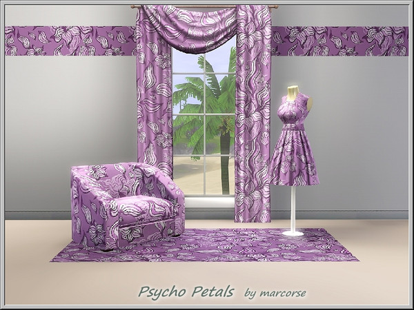 Sims 3 — Psycho Petals_marcorse by marcorse — A purple abstract floral design bordering on psychedelic.
