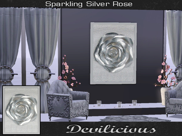 Sims 3 — Sparkling Silver Rose Small Version by Devilicious by Devilicious — Sparkling Silver Rose by Devilicious Very