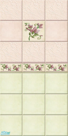 Sims 2 — Flora: flora04 by perelinka — Tiled wall in pink and green.