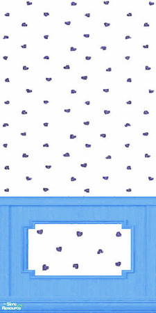 Sims 2 — Pegasus Dreams Nursery - Blue Heart Wall by Riverwillows — Lovely blue hearts on white background and white