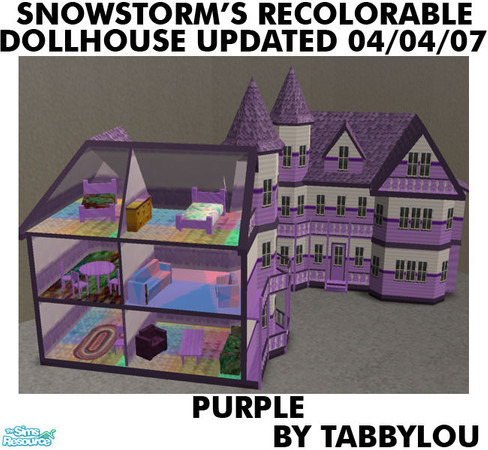 Sims 2 — TL - Snowstorm Dollhouse Recolor Purple by TabbyLou — Purple Recolor (inside & out) of Snowstorm's Updated