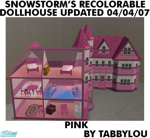 Sims 2 — TL - Snowstorm Dollhouse Recolor Pink by TabbyLou — Pink Recolor (inside & out) of Snowstorm's Updated