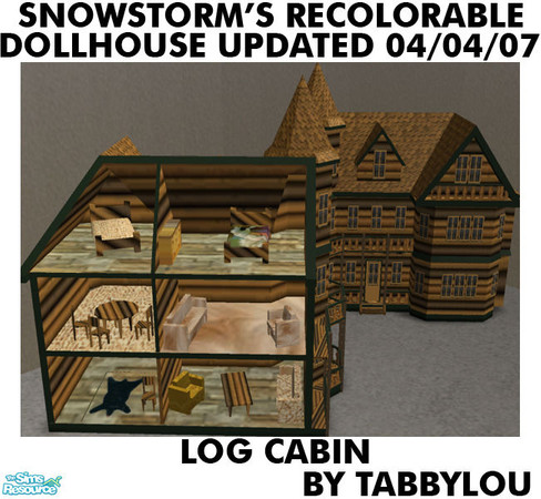 Sims 2 — TL - Snowstorm Dollhouse Recolor Log Cabin by TabbyLou — Log Cabin Recolor (inside & out) of Snowstorm's
