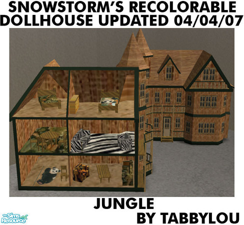 Sims 2 — TL - Snowstorm Dollhouse Recolor Jungle by TabbyLou — Jungle Recolor (inside & out) of Snowstorm's Updated