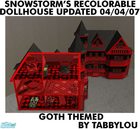 Sims 2 — TL - Snowstorm Dollhouse Recolor Goth by TabbyLou — Goth Recolor (inside & out) of Snowstorm's Updated