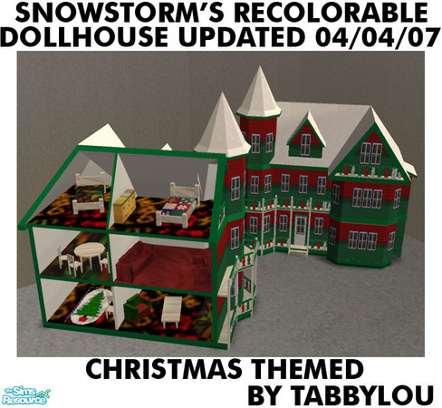 Sims 2 — TL - Snowstorm Dollhouse Recolor Christmas by TabbyLou — Christmas Recolor (inside & out) of Snowstorm's