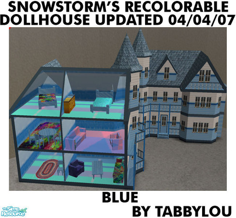 Sims 2 — TL - Snowstorm Dollhouse Recolor Blue by TabbyLou — Blue Recolor (inside & out) of Snowstorm's Updated