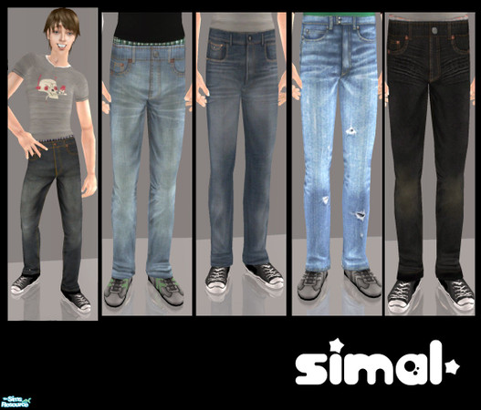 Sims 2 — Back To School Set 10 by simal10 — Five low rise jeans for your male teens. DO NOT forget to download the mesh