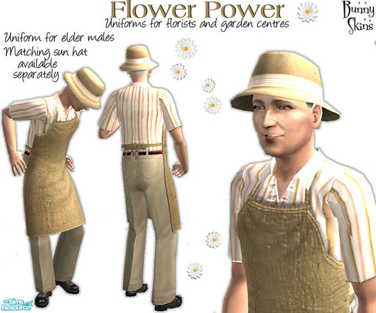 Sims 2 — Flower Power Uniform for Elder Male by BunnyTSR — Florist / garden centre uniform for elder males, comprising