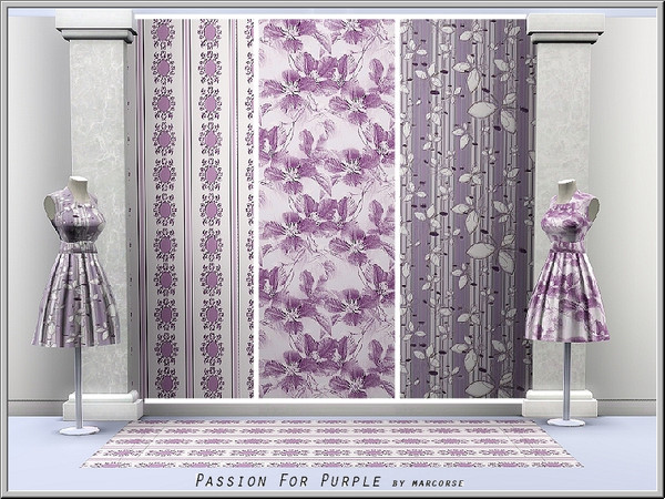 Sims 3 — Passion for Purple_marcorse by marcorse — Three Fabric patterns in shades of purple.