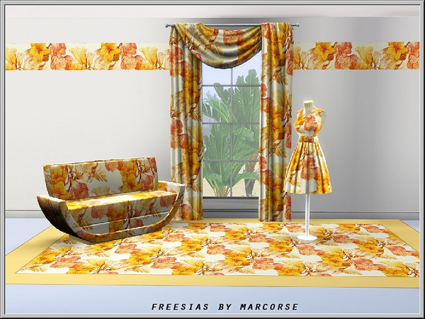 Sims 3 — Freesias_marcorse by marcorse — Themed pattern: pretty, red and yellow Spring freesias