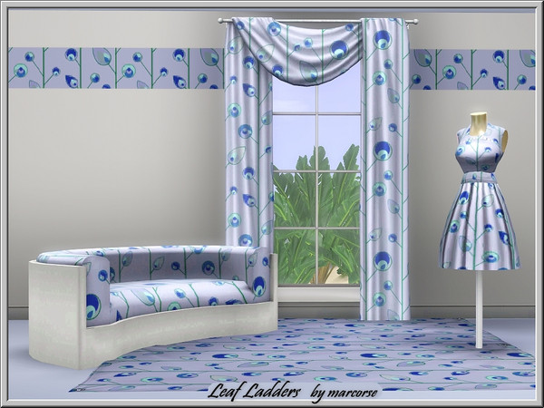 Sims 3 — Leaf Ladders_marcorse by marcorse — Themed pattern: blue and green leafy shapes in ladder formation