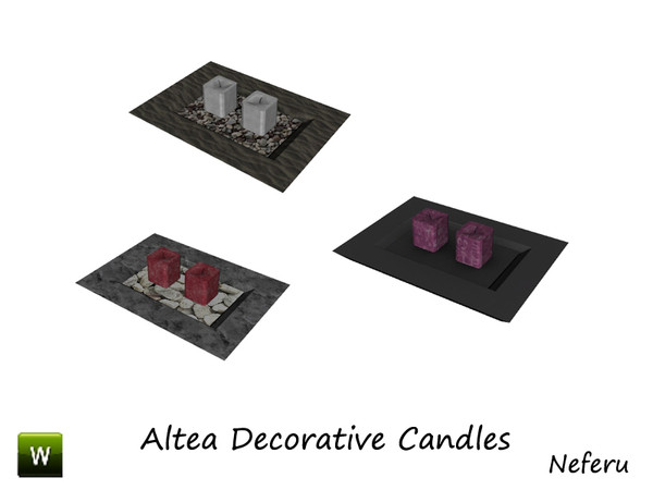 Sims 3 — Altea Decorative Candles by Neferu2 — Decorative tray with two candles in the collection Altea. By Neferu_TSR