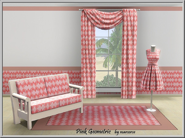 Sims 3 — Pink Geometric_marcorse by marcorse — Pink and white jagged diamond Geometric pattern.