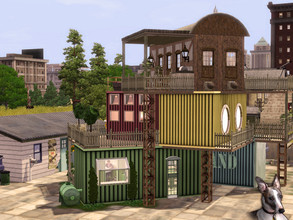 Sims 3 — Disused Goods Yard by Cyclonesue — An old goods yard can make a novel home for Sims! This eclectic mix of