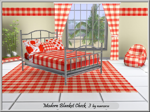 Sims 3 — Modern Blanket 3_marcorse by marcorse — Geometric pattern: modern blanket in red/white check