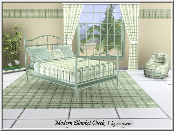 Sims 3 — Modern Blanket1_marcorse by marcorse — Geometric pattern: modern blanket check in greens