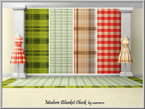 Sims 3 — Modern Blanket Check_marcorse by marcorse — Four Geometric patterns: modern blanket checks in bold colours