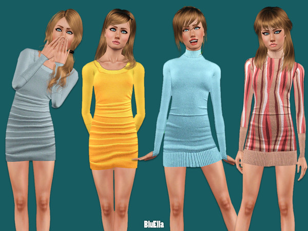 Sims 3 — Tunic Set -Set 03- [Teen] by BluElla — 2 Recolorable Palette. 4 Recolorable Palette.
