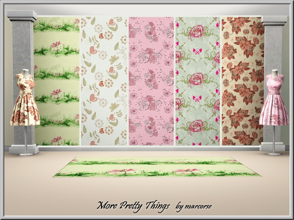 Sims 3 — More Pretty Things_marcorse by marcorse — Five Fabric patterns in pretty florals.