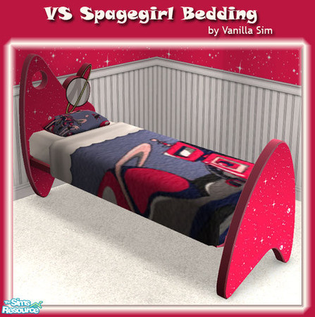 Sims 2 — VS Spacegirl Bedding by Vanilla Sim — Adorable bedding that matches the pink Maxis space rug and picture. 