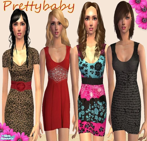 Sims 2 — Day to Night Set by pretty_baby — 4 dresses that can be worn for daywear or nightwear. mesh is needed. from
