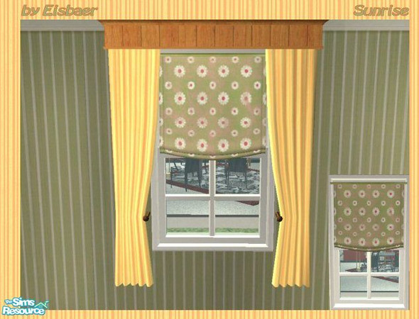 Sims 2 — Sunrise Kitchen - Curtain Striped by Eisbaerbonzo — This file is based on the 2-tile- tiebackcutain straight