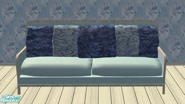 Sims 2 — Repose Living - Sofa by Riverwillows — Lovely blues and floral recolor of RICCI2882\'s wonderful Indy Meshes, a