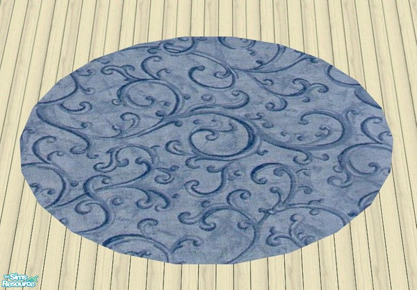 Sims 2 — Repose Living - Rug by Riverwillows — Lovely blues and floral recolor of RICCI2882\'s wonderful Indy Meshes, a