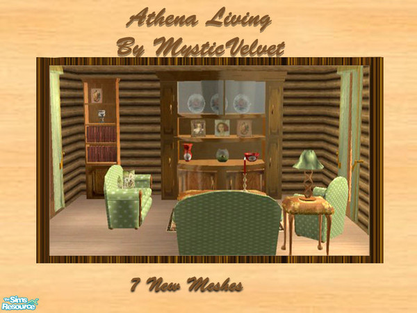 Sims 2 — Athena Living by MysticVelvet — 7 new meshes, curtains are not included, but you can download them here on TSR,