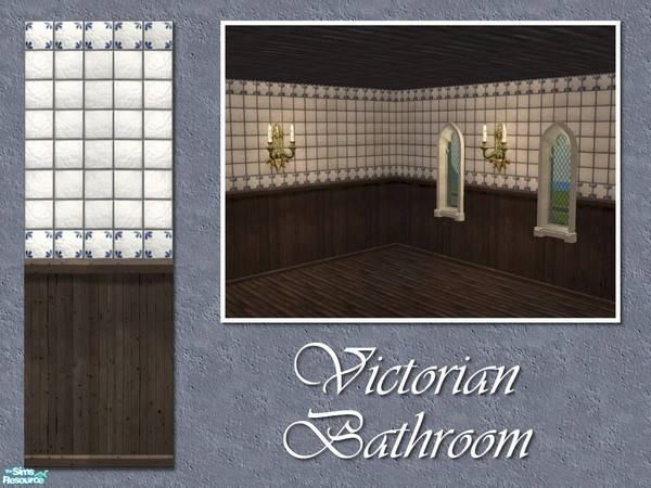 Sims 2 — Victorian Bathroom Wallpaper- Wood and Tile by Cyclonesue — One of four wallpapers to match the Victorian