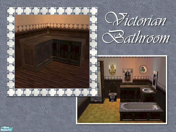 Sims 2 — Dark Wood Counter for the Victorian Bathroom by Cyclonesue — A dark-wood cunter set that will suit any Victorian