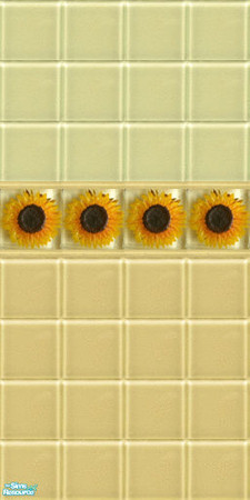 Sims 2 — Glossy  - sunflower, wall by Mekhi — Yellow, glass tiles with sunflowers, enjoy!