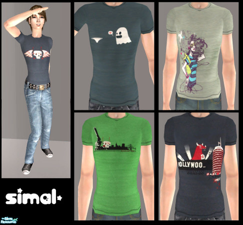 Sims 2 — Back To School Set  02 by simal10 — Five tops for your male teens. They look better when you mix& match them