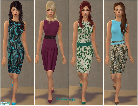 Sims 2 — Set 12 by darkbuterfly — 4 lovely dresses for your sim ladies! Don't forget to get the mesh from Glamorous