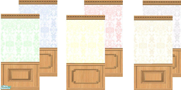 Sims 2 — Fancy-Pancy Wallpaper Set by loopywelshsimmer —  This beautiful Victorian wallpaper in six colours will show all