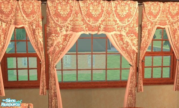 Sims 2 — Victoria Set - Curtains by Uroboros07 — Tieback curtains texture recolor. No EP, no mesh required.