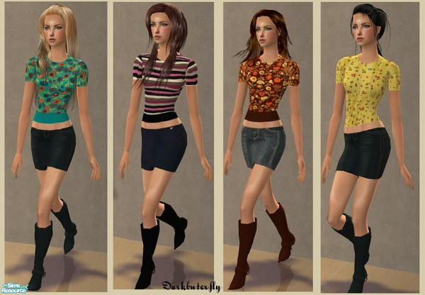 Sims 2 — Set 15 by darkbuterfly — 4 casual outfits. don't forget to get the mesh! its on the left side Meshes ->