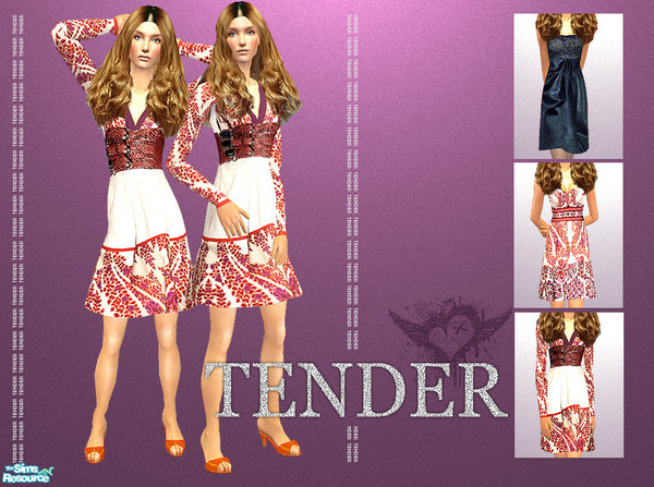Sims 2 — Tender by lemonloveshane — A set of 3 knee-lenght dresses, with really chic textures. Make your simmies look