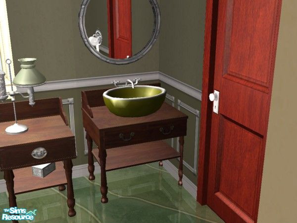 Sims 2 — Olive 4ESF Bath-Sink by brena31 —  The sink from 4ESF's antique bath in dark wood with green porcelain and