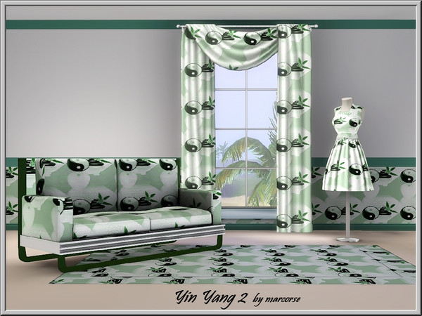 Sims 3 — Yin and Yang 2_marcorse by marcorse — Themed pattern: medium Japanese Yin and Yang symbols with green accents.