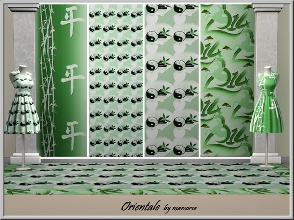 Sims 3 — Orientale_marcorse by marcorse — Four Themed patterns featuring Chinese and Japanese symbolic designs.