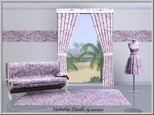 Sims 3 — Valentine Doodle_marcorse by marcorse — Themed pattern: Valentine's Day text doodle in pretty purples