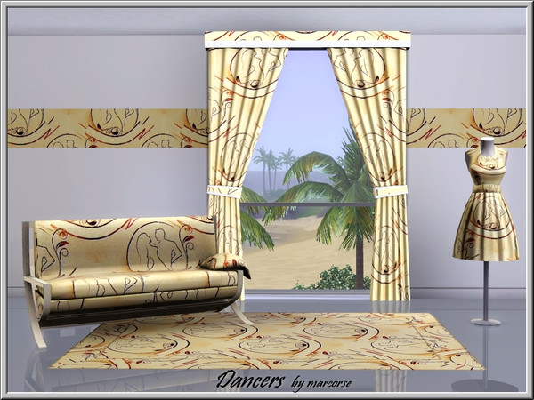 Sims 3 — Dancers_marcorse by marcorse — Themed pattern: Valentine dancers in a yellow cameo design
