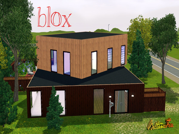 Sims 3 — Blox by BeltaneFire — A modern and unique designer home for up to two Sims. The clear and straight house comes