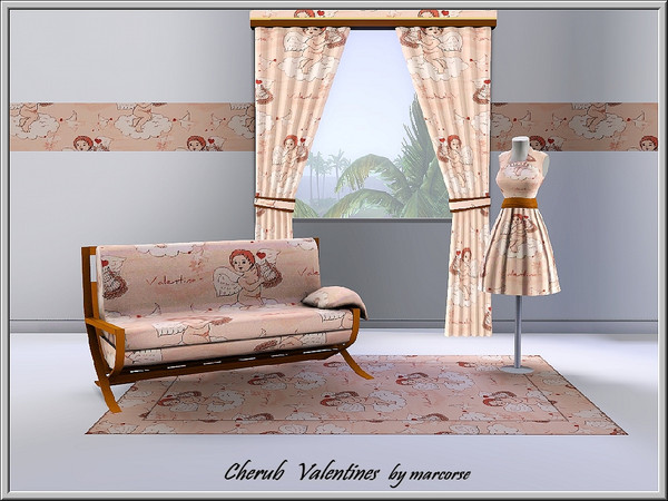 Sims 3 — Cherub Valentines_marcorse by marcorse — Themed pattern: Valentine cherubs with harps, doves and hearts.