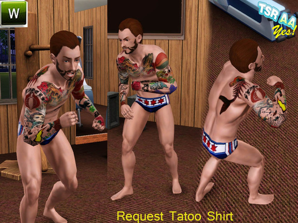 Sims 3 — CMPUNK_TATOO by ldanti2 — CM Punks Tattoo, you will find this tattoo in the shirt or top section of CAS.