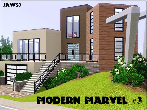 Sims 3 — Modern Marvel #3 by Jaws3 — This three bedroom, one bathroom home is great for any sim family. Fully furnished,