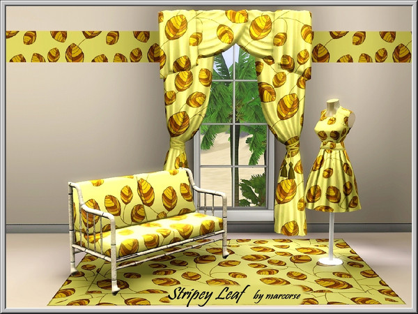 Sims 3 — Stripey Leaf_marcorse by marcorse — Themed pattern: abstract yellow and brown, striped leaf